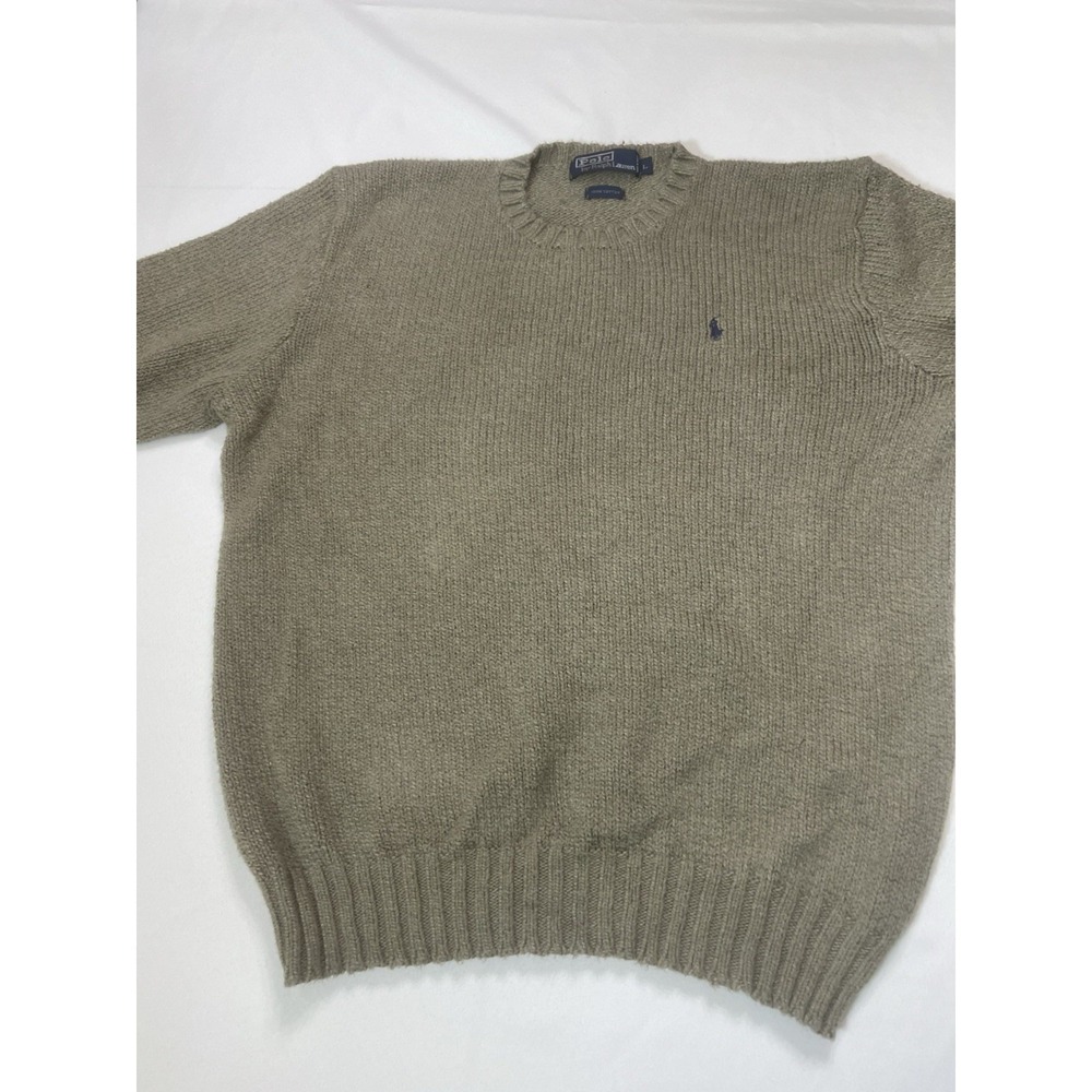 Polo Ralph Lauren Cotton Crew Neck Sweater Size L Sea Moss Green Marled Preppy